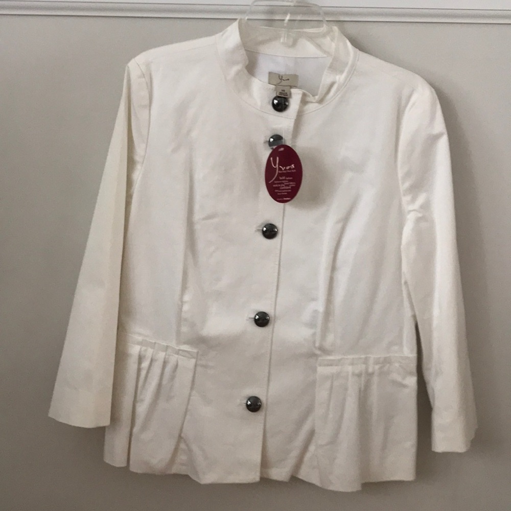 Yvos white military style jacket - NWT